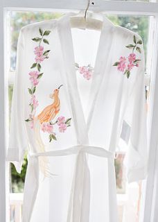 embroidered bird of paradise kimono robe by mini lunn