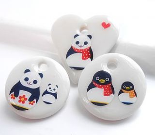 pandas and penguins porcelain necklace by zoe est kids