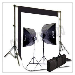 CowboyStudio 2000 Watt Digital Video Continuous Lighting Kit with Carrying Case, 10 X 12ft Black & White Muslin Backdrops with Backdrop Support System and Cases  Photo Studio Backgrounds  Camera & Photo