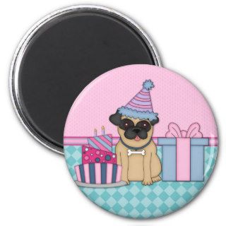 Fawn Pug Blank Birthday Invitations (2) Fridge Magnets