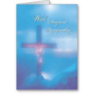 2845 Crucifix Blue Sympathy Greeting Cards