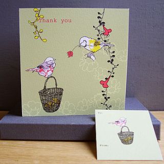 personalised bird design thank you card by littlebirdydesigns