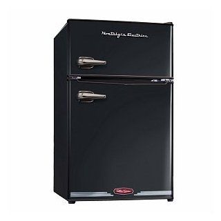 Nostalgia Electrics RRF325HNBLK Retro Series 3.1 Cubic Feet Compact Refrigerator Freezer Kitchen & Dining