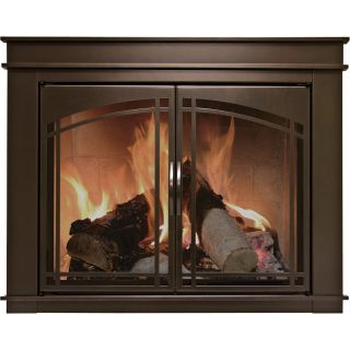 Pleasant Hearth Fenwick Fireplace Glass Door — Bronze, For 30in.-37in.W x 25.5in. to 29.5in.H Openings, Model# FN-5700  Fireplace Doors