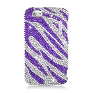 Eagle Cell PDACTL960CS326 RingBling Brilliant Diamond Case for Alcatel Authority/One Touch Ultra 960c   Retail Packaging   Purple Zebra Cell Phones & Accessories