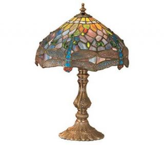 Tiffany Style Purple Dragonfly Accent Lamp —