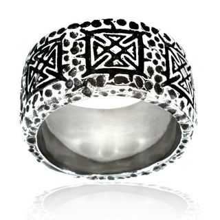 Stainless Steel Men's Textured Iron Cross Ring West Coast Jewelry Men's Rings