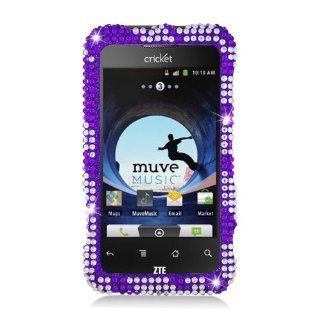Eagle Cell PDZTEX500MS326 RingBling Brilliant Diamond Case for ZTE Score M/Score X500   Retail Packaging   Purple Zebra Cell Phones & Accessories