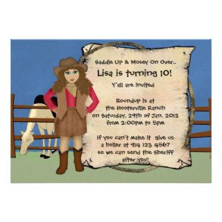 Cowgirl Party Personalized Invitations
