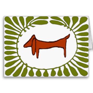 Abstract Dachshund Oval Leaves Greeting Cards