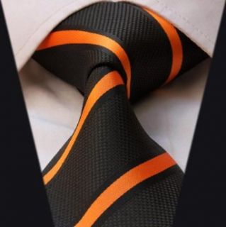 DWTS2002N   Men's Black And Orange Stripes Jacquard Woven Classic Silk NeckTie at  Mens Clothing store
