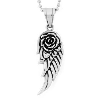 Stainless Steel Rose Angel Wing Necklace West Coast Jewelry Stainless Steel Necklaces