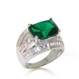 5.41ct Absolute™ and Simulated Emerald 3 Row Baguette and Round Ring
