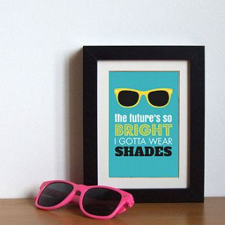 sunglasses illustrated typographic print by applemint designs