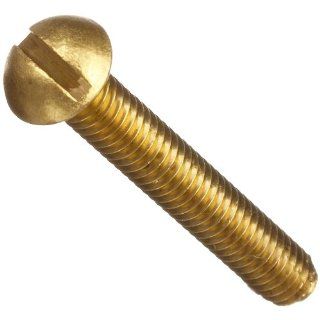 330 Brass Machine Screw, Plain Finish, Round Head, Slotted Drive, 1/2" Length, #0 80 Threads (Pack of 100)