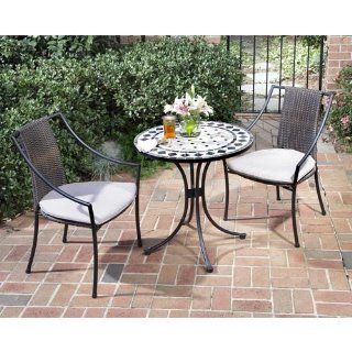 Home Style 5605 340 3 Piece Outdoor Bistro Set, Black Finish  Outdoor And Patio Furniture Sets  Patio, Lawn & Garden