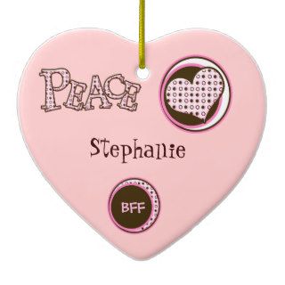 Pink Peace Love Name Peace Sign Ornament