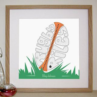personalised rugby print by name art