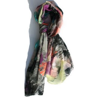neon bird print scarf by handmade by hayley