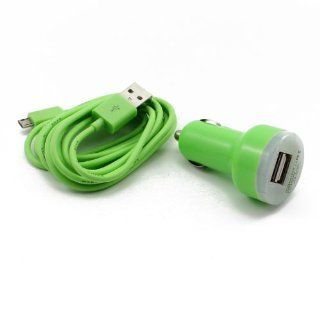 ChineOn 2M/6FT Micro USB Sync Data Charger Cable + Dual Car Charger For Samsung Galaxy S2 S3 i9100 i9300(Green) Cell Phones & Accessories