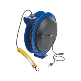 Coxreels PC Series Power Cord Reel with Fluorescent Angle Light — 100 Ft., Model# PC24-0016-D  Cord Reels