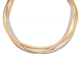 Bronzo Italia 20 Polished Tri color Braided Omega Necklace —