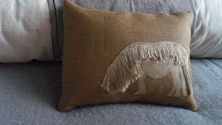 appliquéd shetland pony cushion by helkatdesign