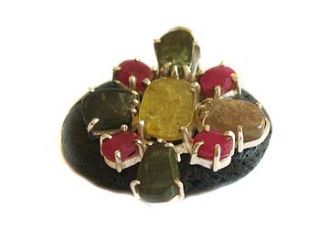 multi tourmaline and ruby silver necklace by prisha jewels