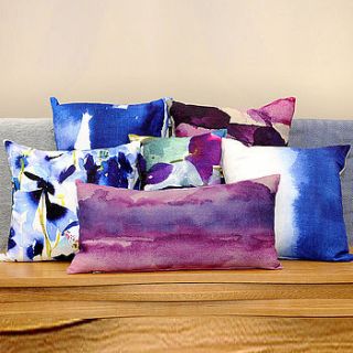 linen watercolour cushion by uniquely eclectic