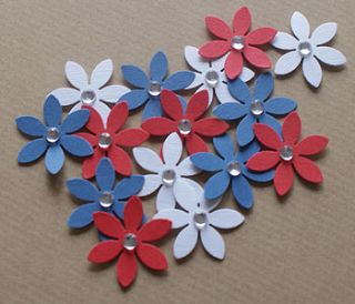red white & blue punched flowers by happynestdesign