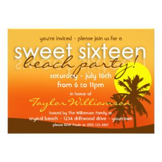 Sweet 16 Evening Beach Party Invitation