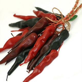 dried chili candles by tigerlily jewellery