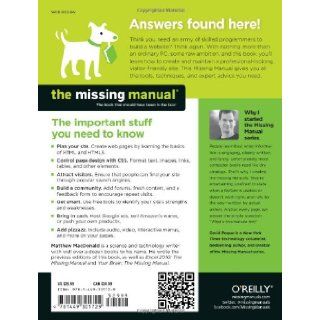 Creating a Website The Missing Manual (English and English Edition) Matthew MacDonald 9781449301729 Books