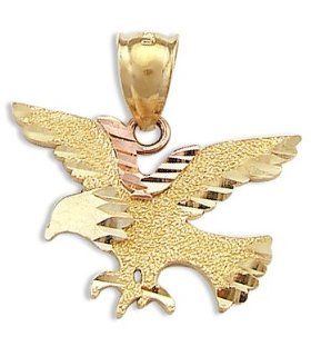 Bird Pendant 14k Yellow Rose Gold Eagle Charm Jewel Tie Jewelry