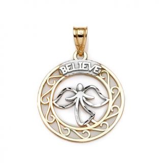 Michael Anthony Jewelry® 10K Gold Angel Design "Believe" 2 Tone Pendant