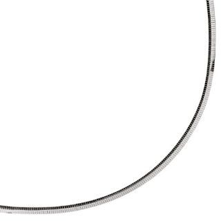 Sterling Silver Classic Round Rhodium Omega 4 mm (5/32 Inch) Necklace 18" w/ Lobster Claw Clasp Chain Necklaces Jewelry