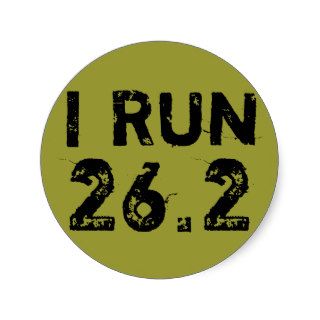 Round Olive Green I Run 26.2 Sticker