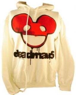 Deadmau5 Mens Hoodie   Red Dead Mouse Logo on White (deadmaus) (X Small) Clothing