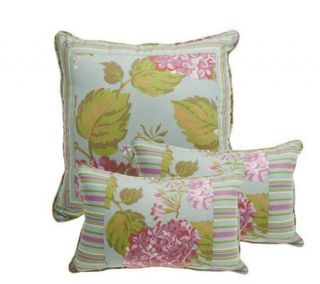 3 piece Hydrangea Decorative Pillow Set by Valerie —
