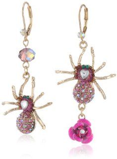 Betsey Johnson "Enchanted Forest" Spider Drop Earrings Jewelry