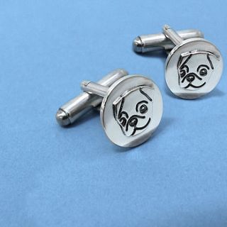 handmade sterling silver pug cufflinks by plain jane pugs
