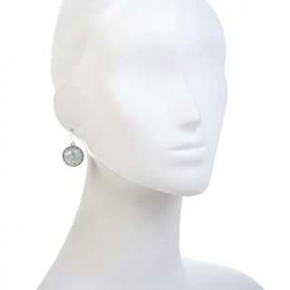 Noa Zuman Jewelry Designs Round Roman Glass Sterling Silver Frame Drop Earrings