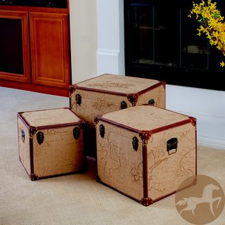 Christopher Knight Home Map Trunks (Set of 3) Christopher Knight Home Decorative Trunks