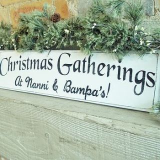 personalised christmas vintage style sign by potting shed designs