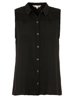 Yumi Lace panel blouse Black