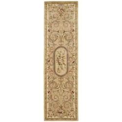 Handmade Aubusson Beige Hand spun Wool Rug (2'3 x 12') Safavieh Runner Rugs