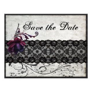 Black Lace Wedding Save the Date Invite