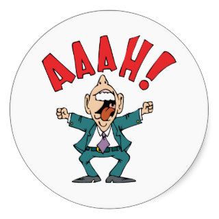 Funny Cartoon Male Man AAAH Stress Round Stickers