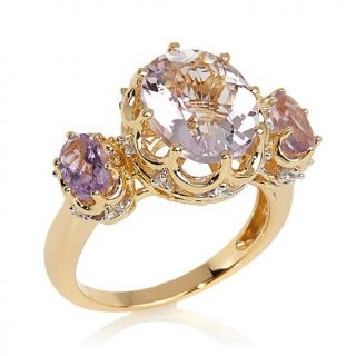 Victoria Wieck 6.22ct Pink Amethyst and White Topaz 3 Stone Ring