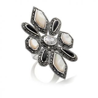 Marcasite and Gem Sterling Silver Statement Ring
